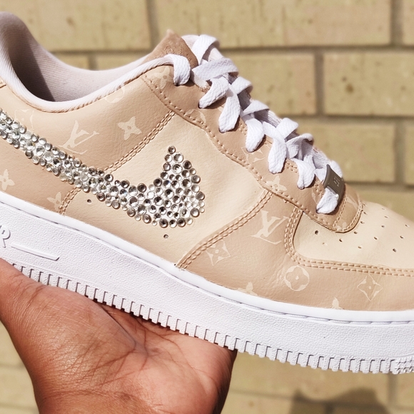 Custom Designer LV Af1's with Rhinestone Swoosh - Picture 4 of 5